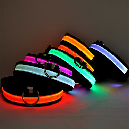 

Cat Dog Collar LED Lights Adjustable / Retractable Solid Colored Nylon White Yellow Red Blue Pink