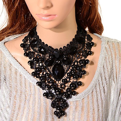 

Women's Onyx Crystal Choker Necklace Pendant Necklace Bib Tower Ladies Gothic Synthetic Gemstones Resin Black Necklace Jewelry 1pc For Party Cosplay Costumes / Chain Necklace / Chain Necklace
