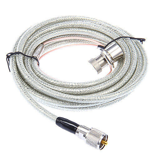 

Huahong RC-5m UHF Cable for Walkie Talkie - Transparent Silver (5M-Length)