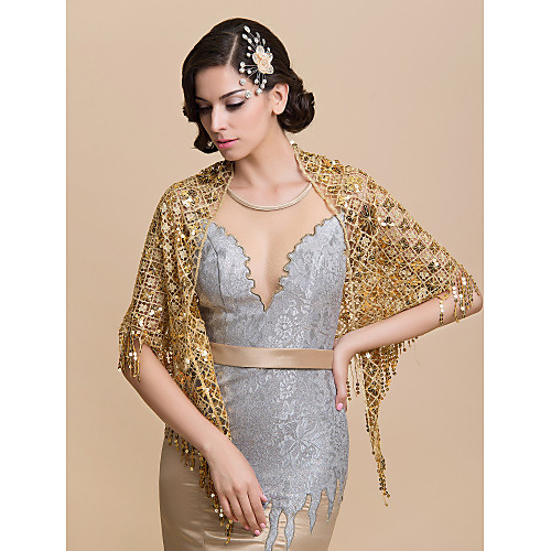 

Sleeveless Shawls / 1920s / Flapper Girl Cotton Party Evening With Sequin