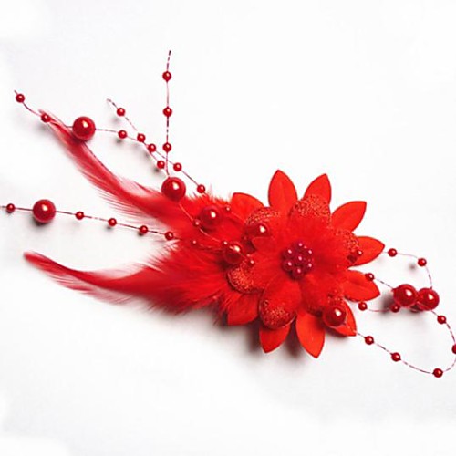 

Women's Hairpins For Wedding Flower Imitation Pearl Fabric Red