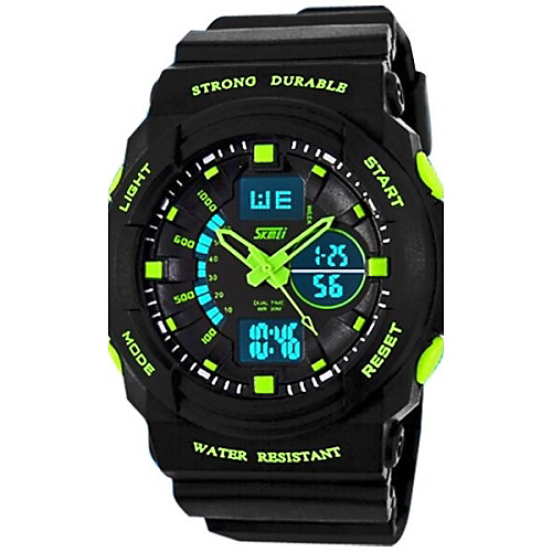 

SKMEI Men's Sport Watch Quartz Rubber Black 30 m Water Resistant / Waterproof Alarm Calendar / date / day Analog - Digital Orange Green Blue Two Years Battery Life / Luminous / Dual Time Zones