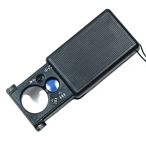 

30X / 60X Multipurpose Pullout Type Magnifier with White LED Light and Purple Currency Detection Light