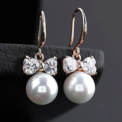 

Women's White Pearl Drop Earrings Hoop Earrings Cubic Zirconia Earrings Jewelry Rose Gold / Champagne / Silver For 1pc