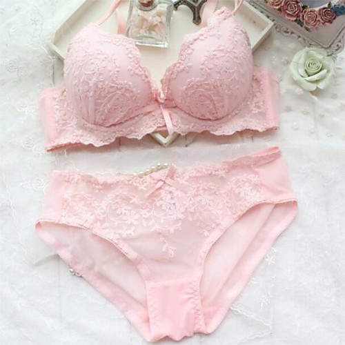 

Women's Bra Push-up Lace Bras 5/8 cup Solid Colored Sexy Cotton Red