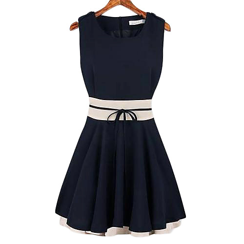 

Women's A Line Dress Short Mini Dress Pink Dark Blue Sleeveless Dusty Rose Color Block Summer Round Neck S M L XL