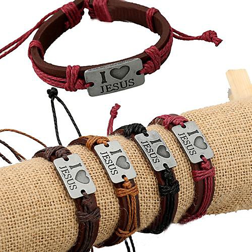 

Men's ID Bracelet Leather Bracelet Love Unique Design Fashion Leather Bracelet Jewelry Light Brown / Dark Brown / Black For Daily