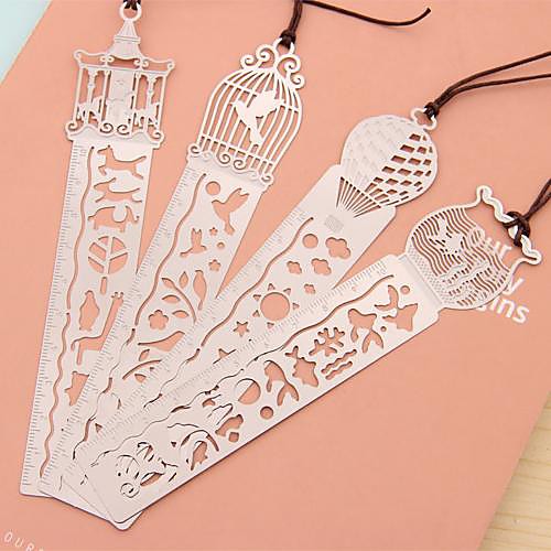 

Multi-Function Metal Hollow-out Drawing Ruler Bookmark(Birdcage)