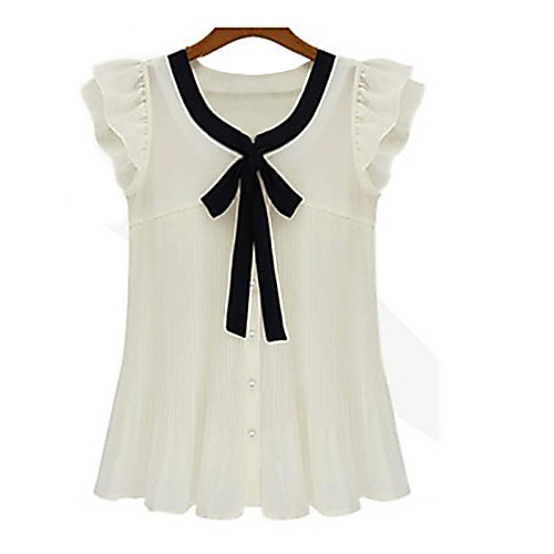 

Women's Shirt Patchwork Plus Size Short Sleeve Casual Tops White