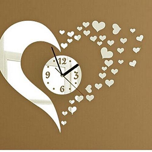 

Wall Clock Stickers Wall Decals, Fashion 3D Heart Mirror Acrylic Wall Stickers