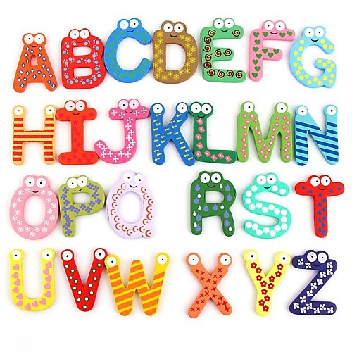 

Colorful Cute 26 Letters Wooden Cartoon Fridge Magnet kid's Baby Educational Toy