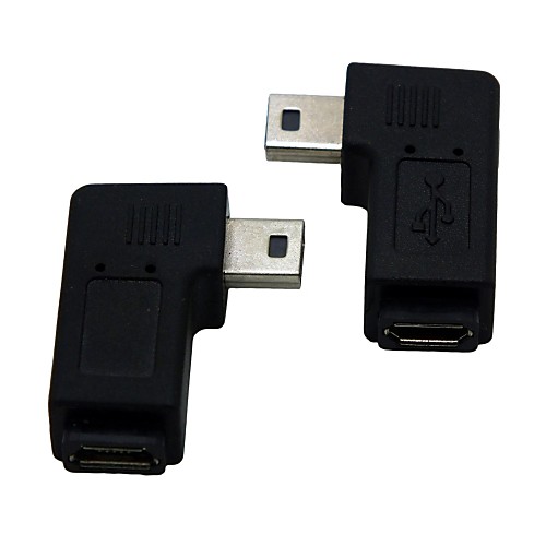 

1 Set Right/Left Angled 90 degree Mini USB Male to Micro USB Female Extension Adapter Conventer Cord Cable Connector