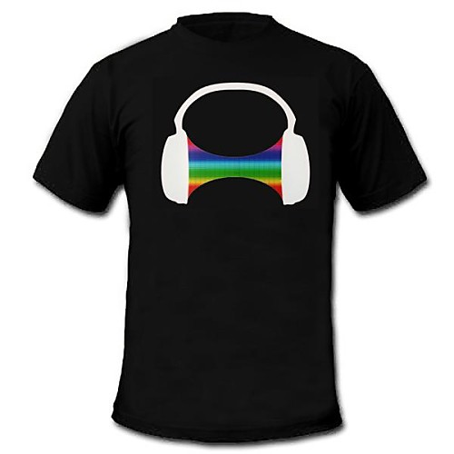 

LED T-shirts Sound activated LED lights / Glow in the Dark Cotton Novelty 2 AAA Batteries / 1 LED T-Shirt