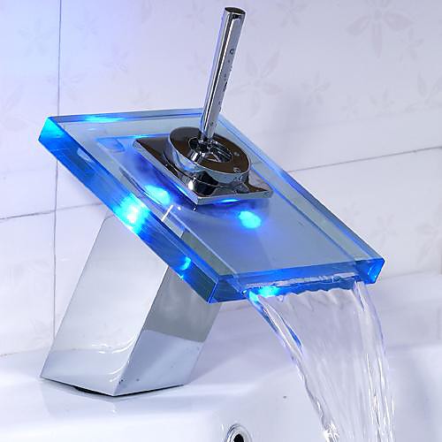 

Bathroom Sink Faucet - Waterfall Chrome Centerset One Hole / Single Handle One HoleBath Taps / Brass
