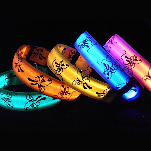 

Cat Dog Collar Light Up Collar LED Lights PU Leather Yellow Red Blue Pink Orange