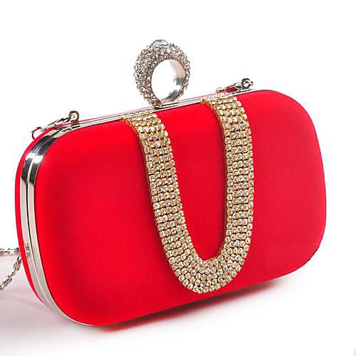 

Women's Bags Polyester Evening Bag Crystals Party Wedding Evening Bag Wedding Bags Handbags Black Red Fuchsia Blue