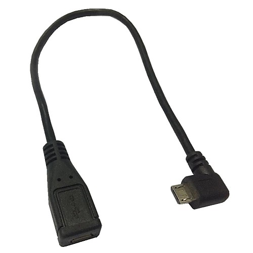 

0.25M 0.82FT Micro USB Male to Female Right 90 Angle Extender Connector Extension Cable