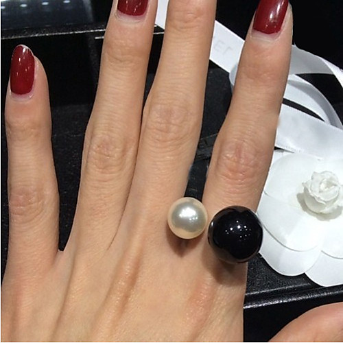 

Statement Ring Pearl White Black Pearl Imitation Pearl Resin Ladies Birthstones Open / Women's / Alloy