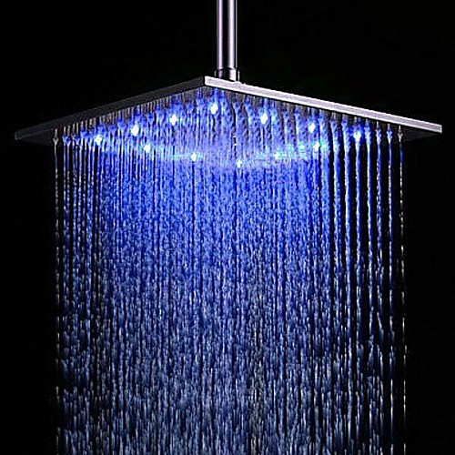 

3030cm Stainless Steel Wire Drawing Top Spraying Contemporary Rain Shower Brushed Feature LED Color Changes with Temperature Rainfall Shower Head