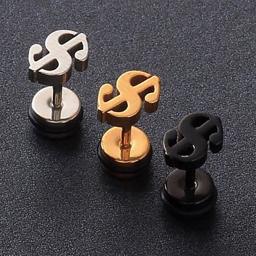 

Stud Earrings Personalized Fashion Titanium Steel Earrings Jewelry Golden / Black / Silver For Christmas Gifts Wedding Party Daily Casual