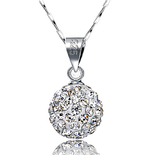 

Women's Pendant Necklace Ball Pave Ball Ladies Basic Fashion Blinging Sterling Silver Rhinestone Silver Necklace Jewelry For Wedding Casual Daily Masquerade Engagement Party Prom