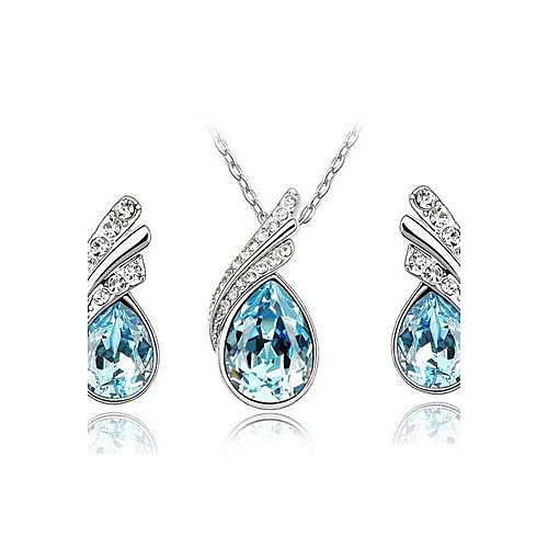 

Women's Crystal Jewelry Set Stud Earrings Drop Earrings Pear Cut Solitaire Drop Party Ladies Basic Elegant Casual Fashion Austria Crystal Earrings Jewelry Purple / Red / Fuchsia For Party Special