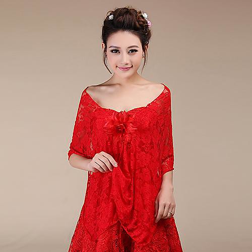 

Shawls Lace Wedding / Party Evening Wedding Wraps / Shawls With Flower