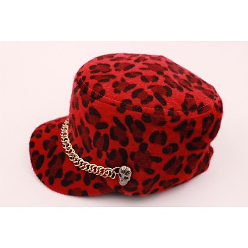 

Unisex's The New Couple Fashion Leopard Velvet Baseball Cap Red Brown