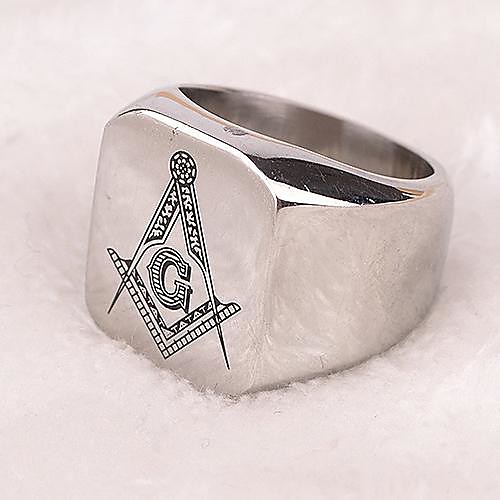 

Men's Statement Ring Signet Ring Silver Titanium Steel Punk Fashion Military Christmas Gifts Party Jewelry High School Rings freemason Class