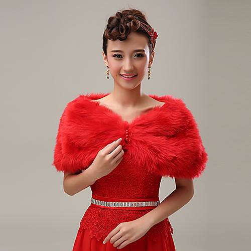 

Shrugs Faux Fur Wedding / Party Evening / Casual Wedding Wraps / Fur Wraps / Women's Wrap With Ruffles / Cascading Ruffle