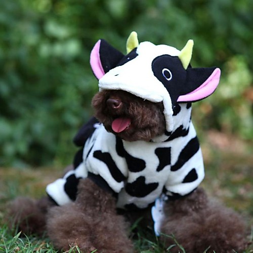 

Cat Dog Hoodie Dog Clothes Animal Cartoon Black / White Polar Fleece Costume For Winter Men's Women's Cosplay Wedding