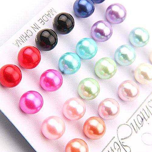 

Women's Stud Earrings Ladies Fashion Earrings Jewelry Black / Pink For Party Casual Daily Sports 24pcs