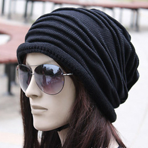 

Women's Beanie / Slouchy Casual Daily Outdoor Pleated Solid Colored Black Brown Hat / Work / Fabric / Gray / Winter