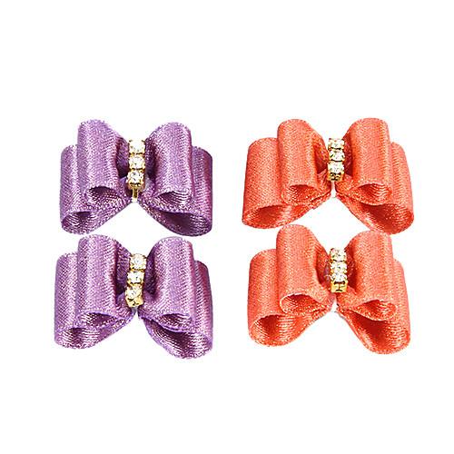 

Cute Ribbon Style Pure Colour Rhinestone Decorated Rubber Band Hair Bow for Pet Dogs(Random Colour)