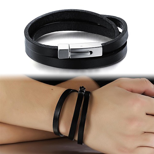 

Men's Leather Bracelet Leather Bracelet Jewelry Black For Wedding Party Daily Casual Sports / Titanium Steel