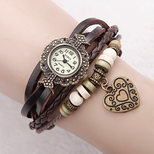 

Women's Bracelet Watch Wrap Bracelet Watch Quartz Quilted PU Leather Black / White / Blue Analog Ladies Flower Heart shape Bohemian Fashion - Red Green Blue One Year Battery Life / Jinli 377
