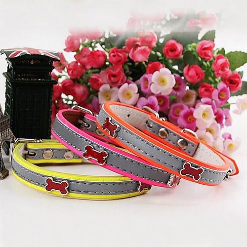 

Cat Dog Collar Adjustable / Retractable PU Leather Yellow Orange Rose