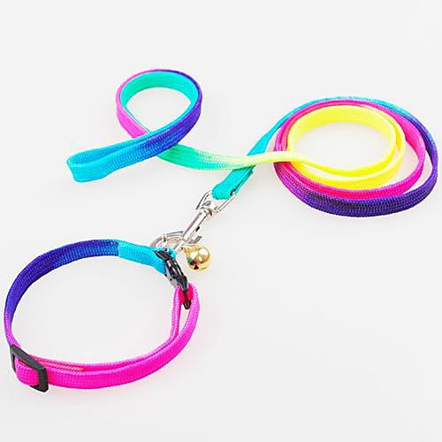 

Dog Collar Leash Adjustable / Retractable Nylon Rainbow