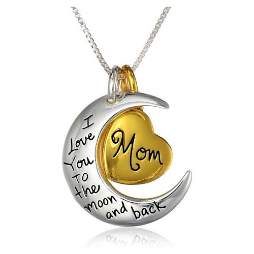 

Mother Daughter Pendant Necklace Engraved Heart Crescent Moon i love you to the moon and back Magic Relationship Fashion Initial Alloy Gold / White Necklace Jewelry 1pc For Casual Daily