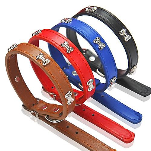

Dog Collar Adjustable / Retractable PU Leather Black Red Blue Brown