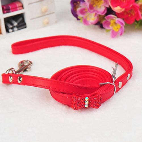 

Dog Collar Adjustable / Retractable PU Leather Red Blue