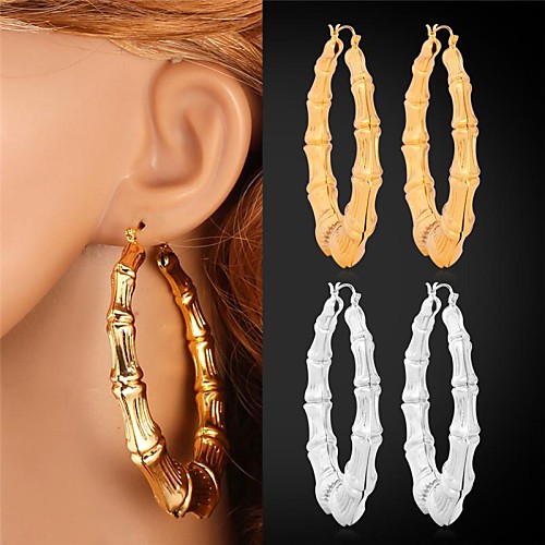 

Women's Hoop Earrings Fashion Platinum Plated Gold Plated Earrings Jewelry Silver / Golden For Wedding Party Daily Casual Sports
