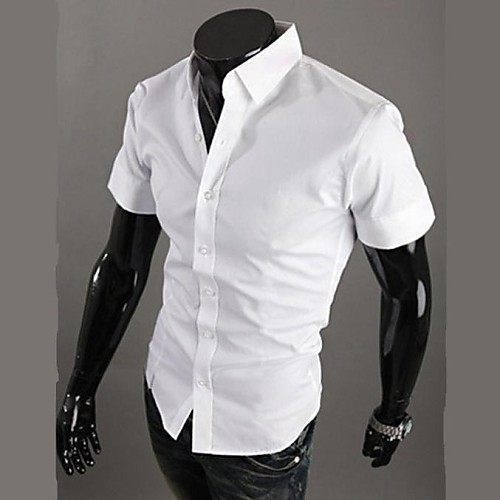 

Men's Shirt Solid Colored Plus Size Basic Short Sleeve Daily Tops Business White Black Purple