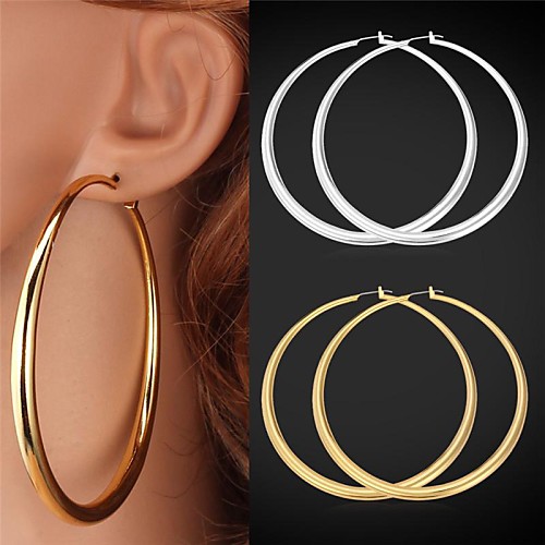 

Women's Hoop Earrings Machete Statement Ladies Simple Style Huge Platinum Plated Gold Plated Earrings Jewelry Golden / Silver For Party Wedding Gift Casual Daily