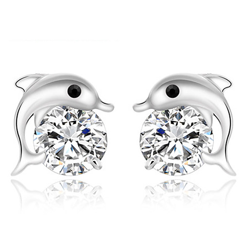 

Women's Stud Earrings Round Cut Dolphin Animal Ladies Fashion Cute Sterling Silver Earrings Jewelry Screen Color For Party Daily Casual