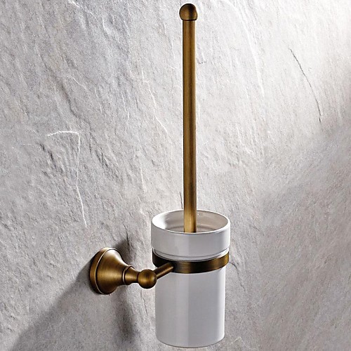 

High Quality Delicate Antique Toilet Brush Holder Brass 2 pc - Hotel bath