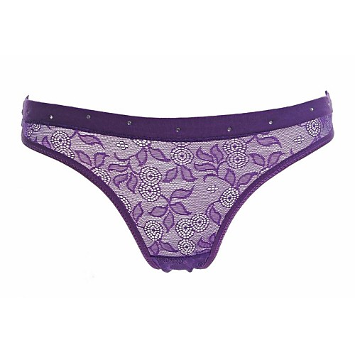 

Women's Lace Jacquard G-strings & Thongs Panties / Ultra Sexy Panty Mid Waist Cotton Purple One-Size