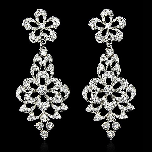 

1 Pair Lady Fashion Crystal Rhinestone Design Charm Dangle Eardrop Stud Earring 2.87.9CM