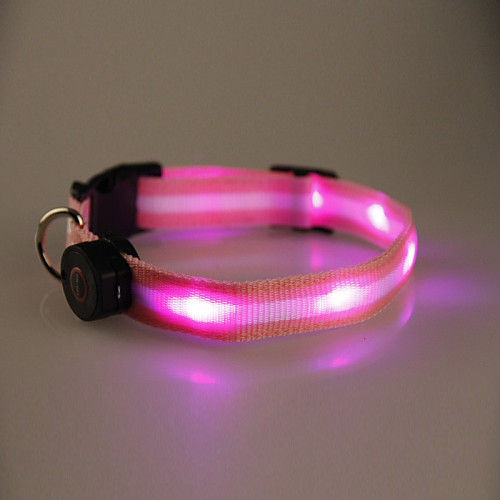 

Cat Dog Collar LED Lights Nylon Red Blue Pink
