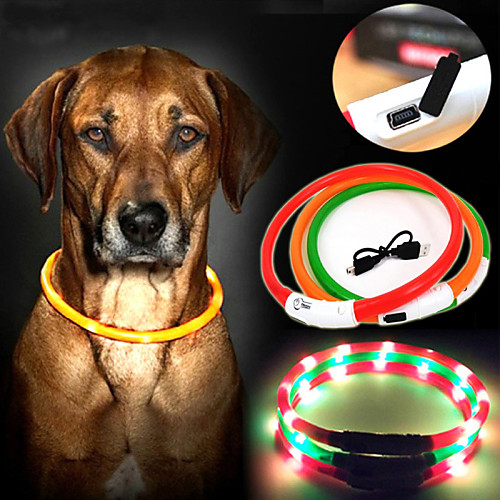 

Dog Collar LED Lights Rechargeable Nylon Yellow Red Blue Green